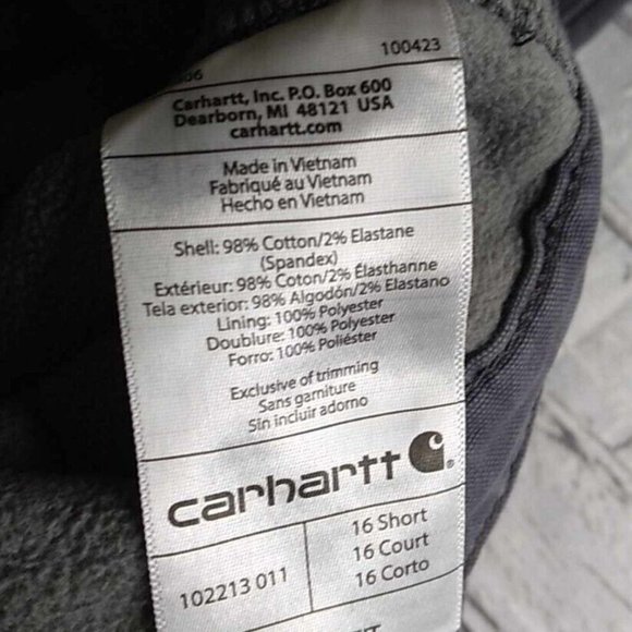 Carhartt Pants Women Size 16S Short Gray Fleece Lined Loose FIT EUC - Picture 3 of 4